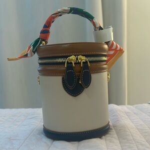 Beibaobao Elegant Cream and Brown Women's Bucket Bag